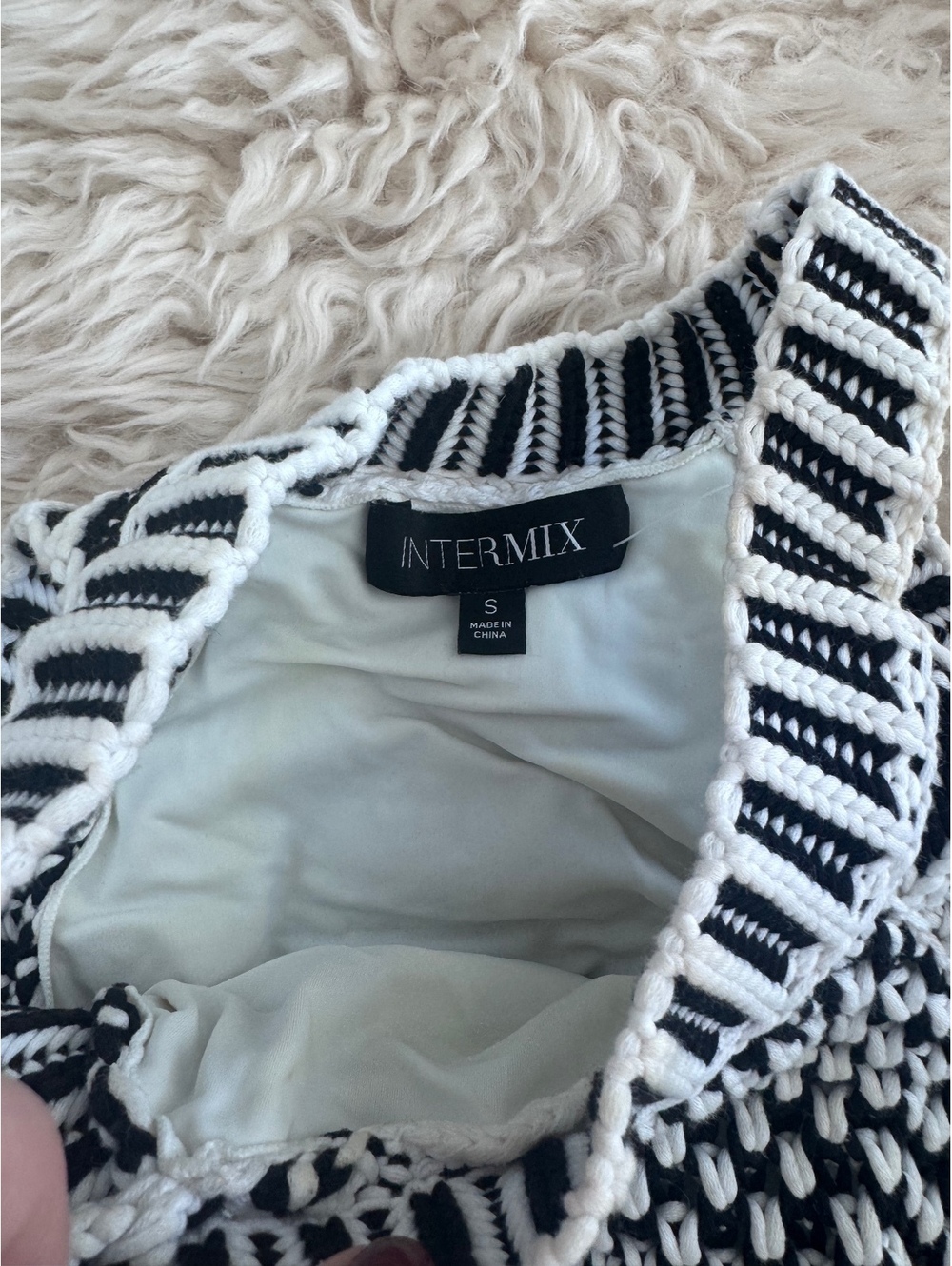 Intermix blue and white macrame fringe hem tank dress - Picture 4 of 5